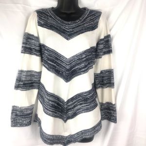 Apt. 9 Mitered Blue & White Crewneck Sweater L